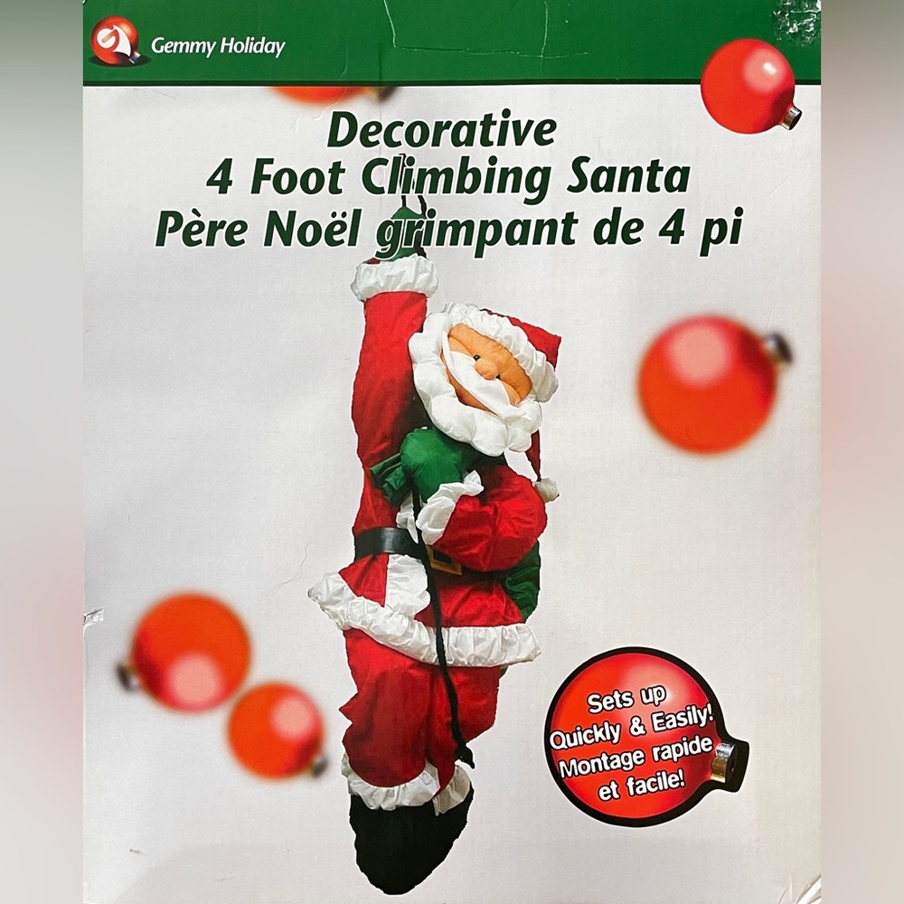 90’s Vintage Gemmy Holiday 4’ Climbing Santa Hanging Decor Y2K Christmas